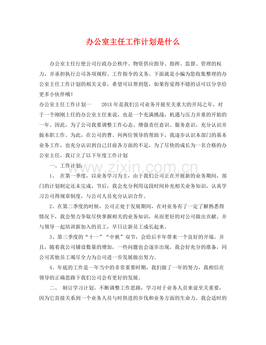 办公室主任工作计划是什么 .docx_第1页
