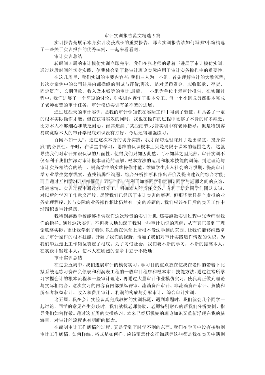 审计实ۥ训报告范文5篇.doc_第1页