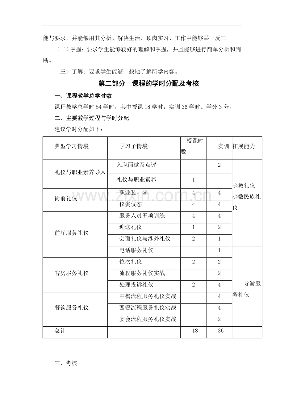 酒店管理 服务礼仪课程教学大纲08.doc_第2页