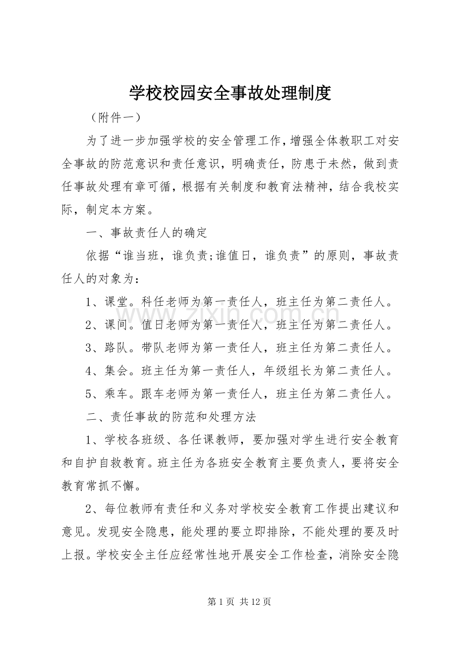 学校校园安全事故处理规章制度.docx_第1页