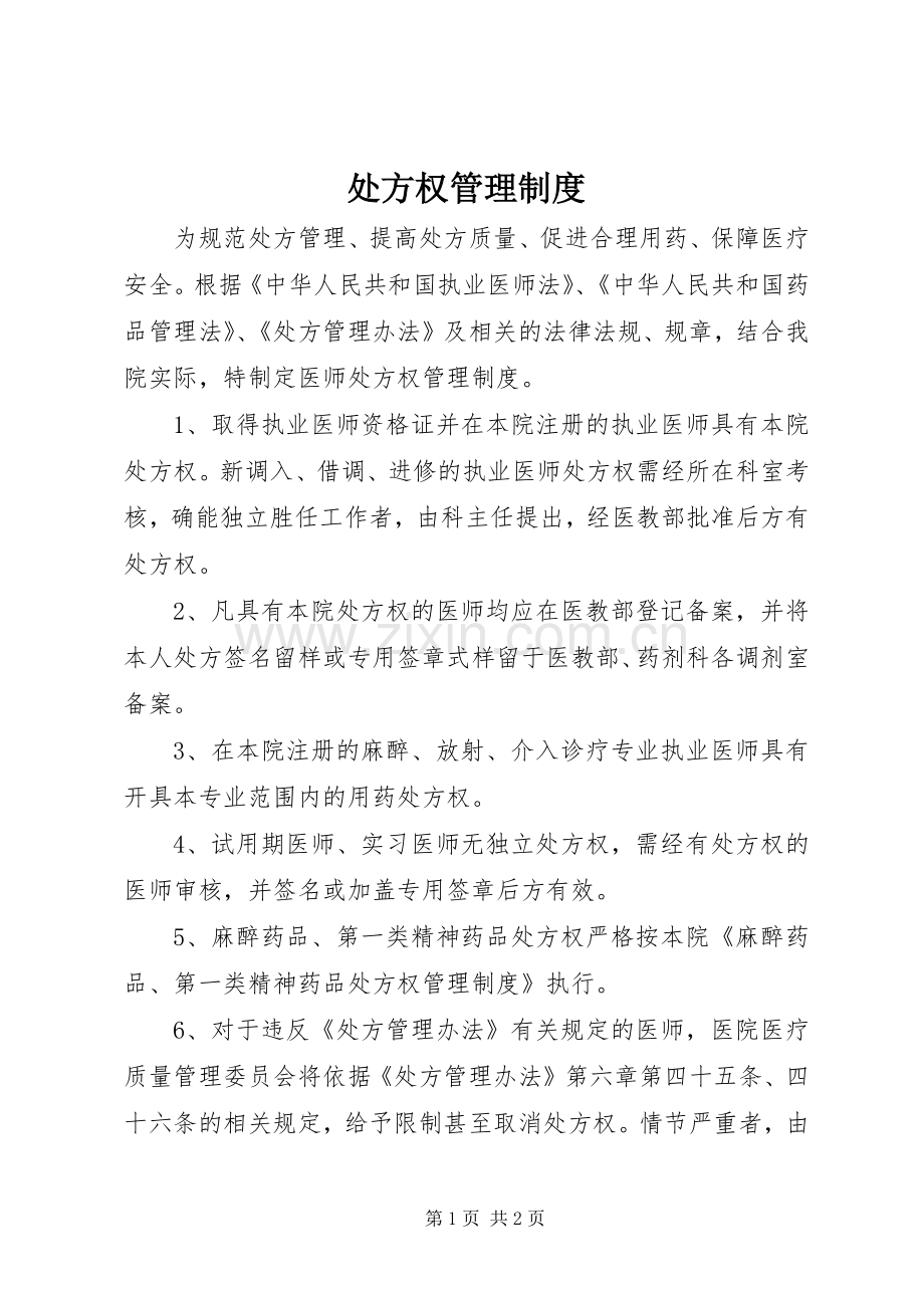 处方权规章制度管理.docx_第1页
