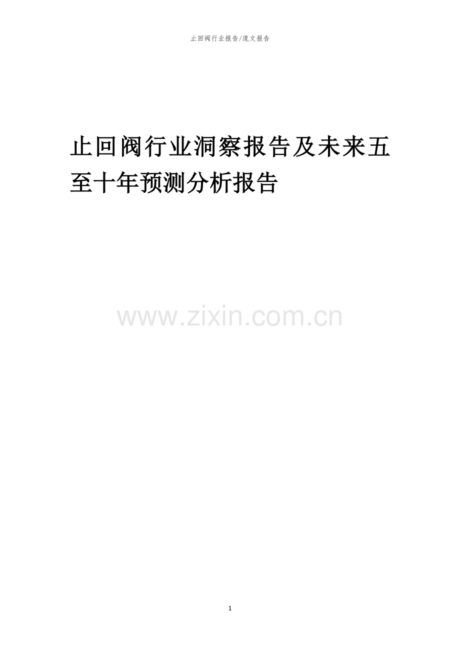 2023年止回阀行业洞察报告及未来五至十年预测分析报告.docx_第1页