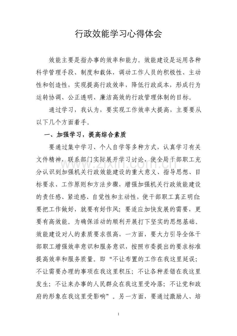 行政效能学习心得体会.doc_第1页