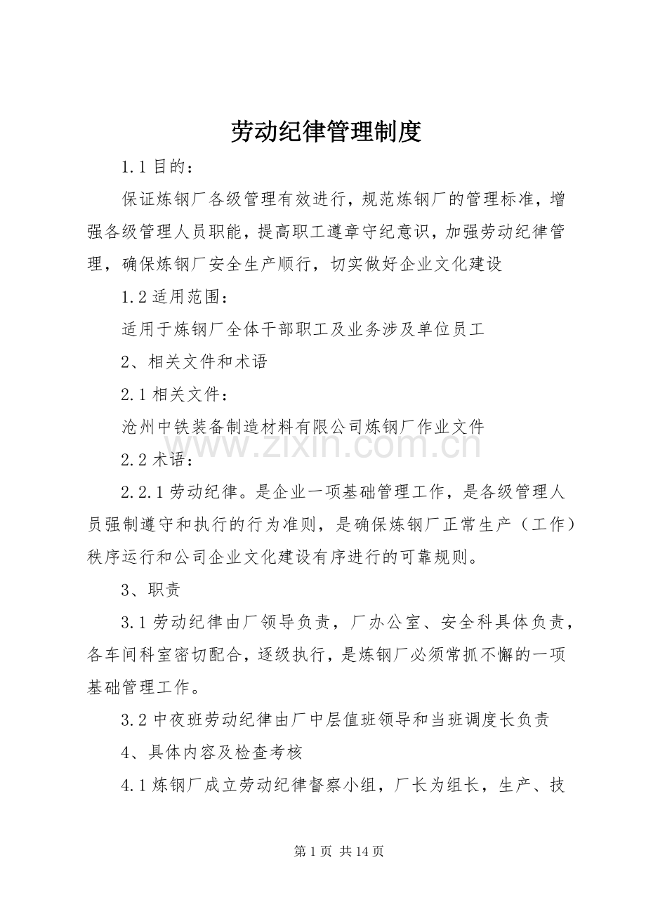 劳动纪律管理规章制度 (23).docx_第1页