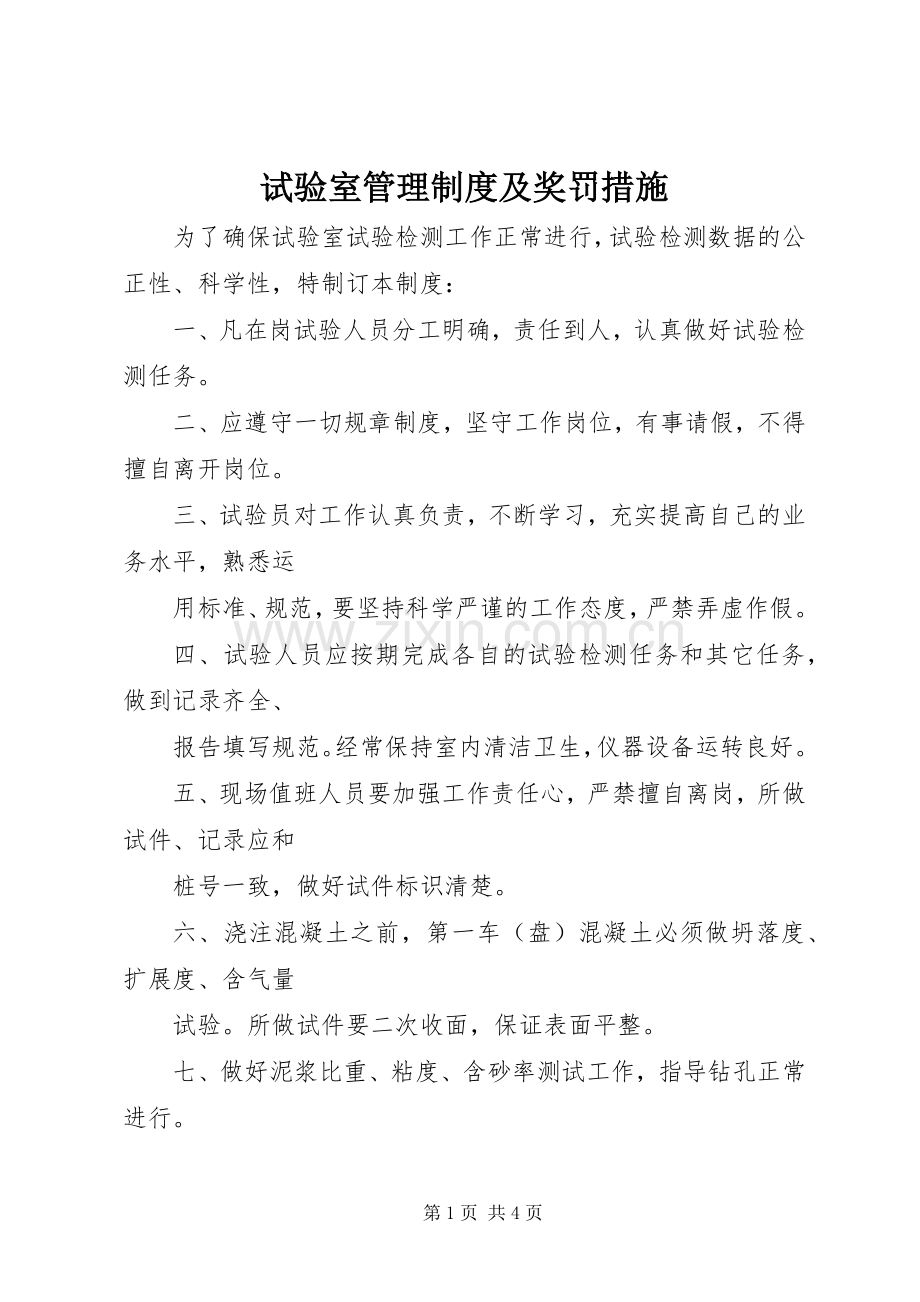 试验室管理规章制度及奖罚措施.docx_第1页