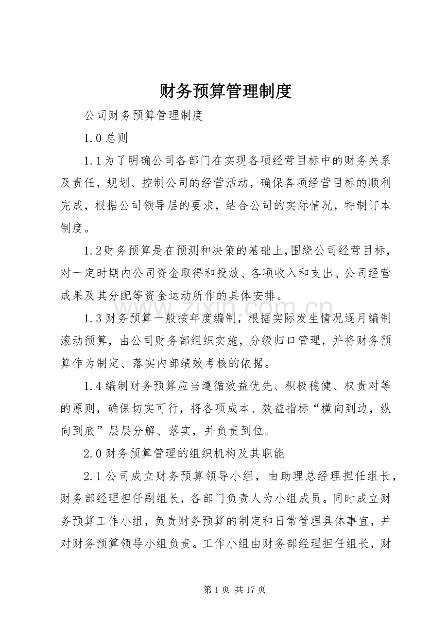 财务预算管理规章制度细则.docx_第1页