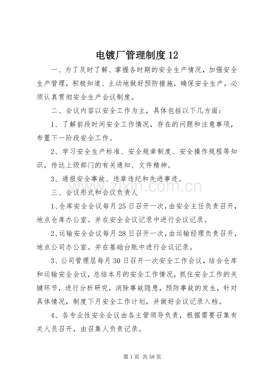 电镀厂管理规章制度.docx_第1页