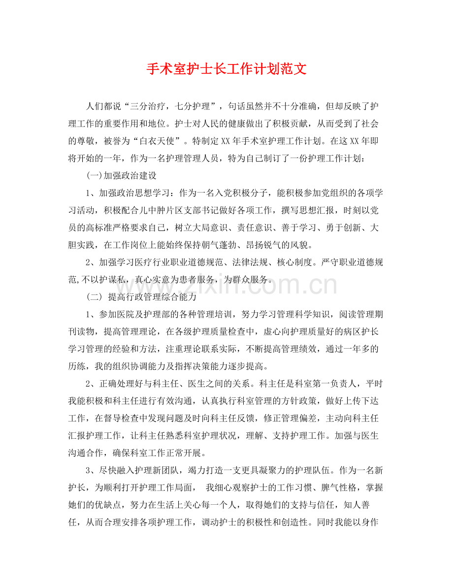 手术室护士长工作计划范文 .docx_第1页