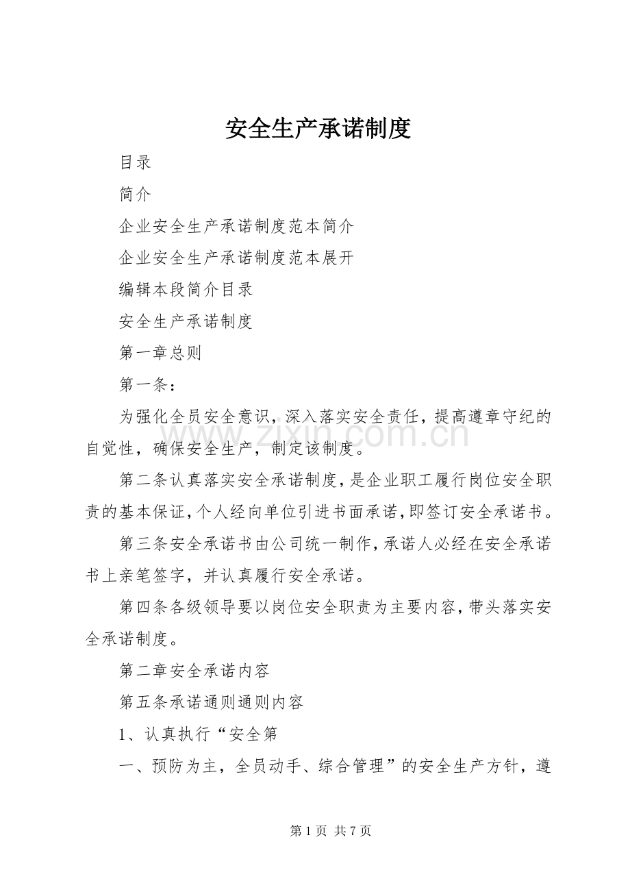 安全生产承诺规章制度.docx_第1页
