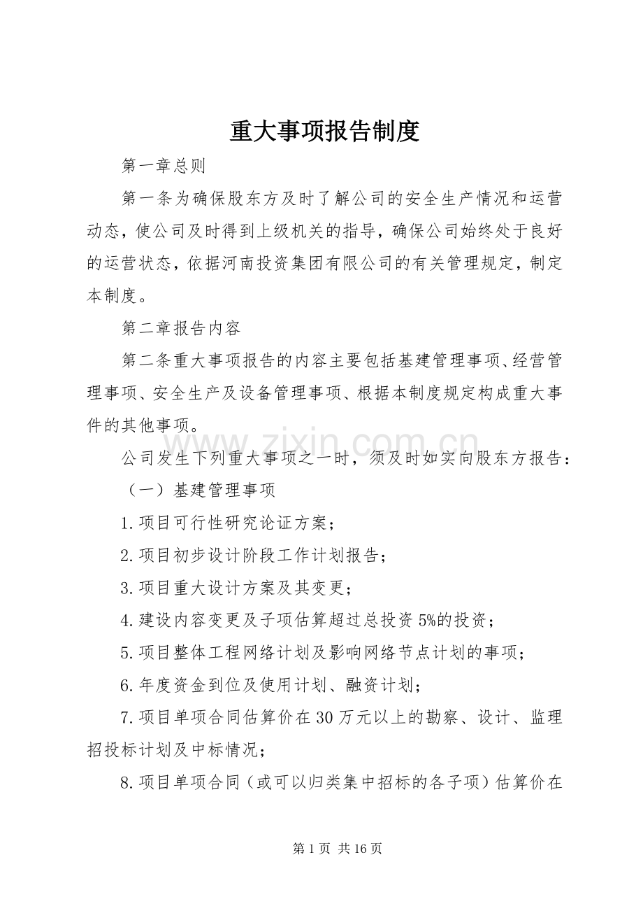 重大事项报告规章制度细则.docx_第1页