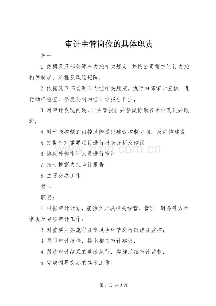 审计主管岗位的具体职责要求.docx_第1页