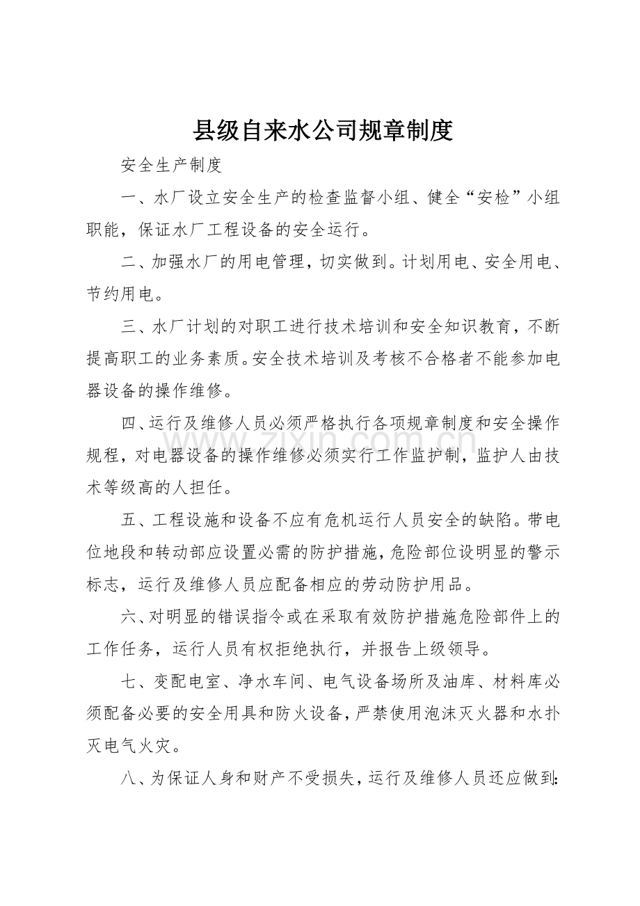 县级自来水公司规章规章制度 .docx_第1页