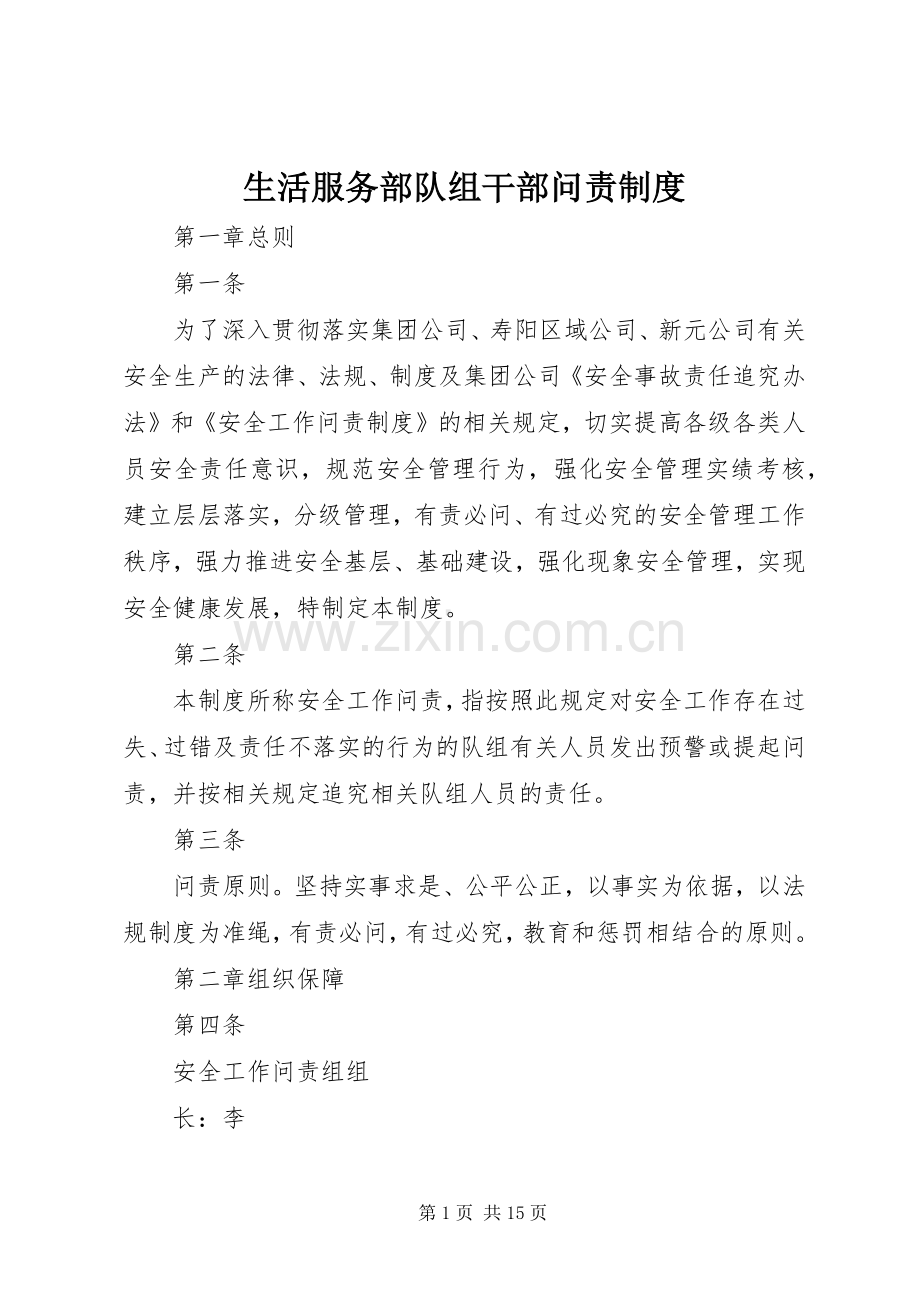 生活服务部队组干部问责规章制度.docx_第1页