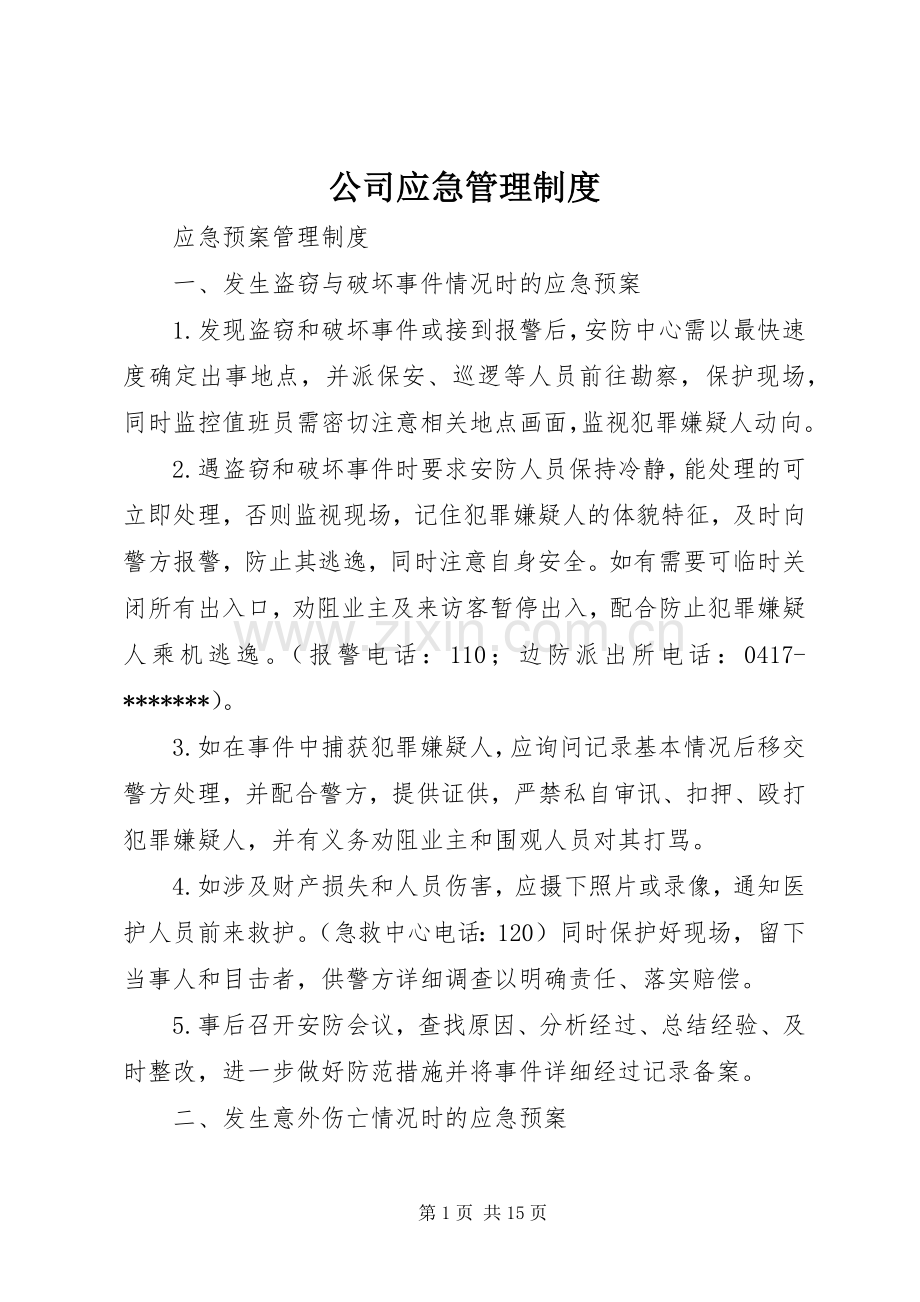 公司应急管理规章制度细则.docx_第1页