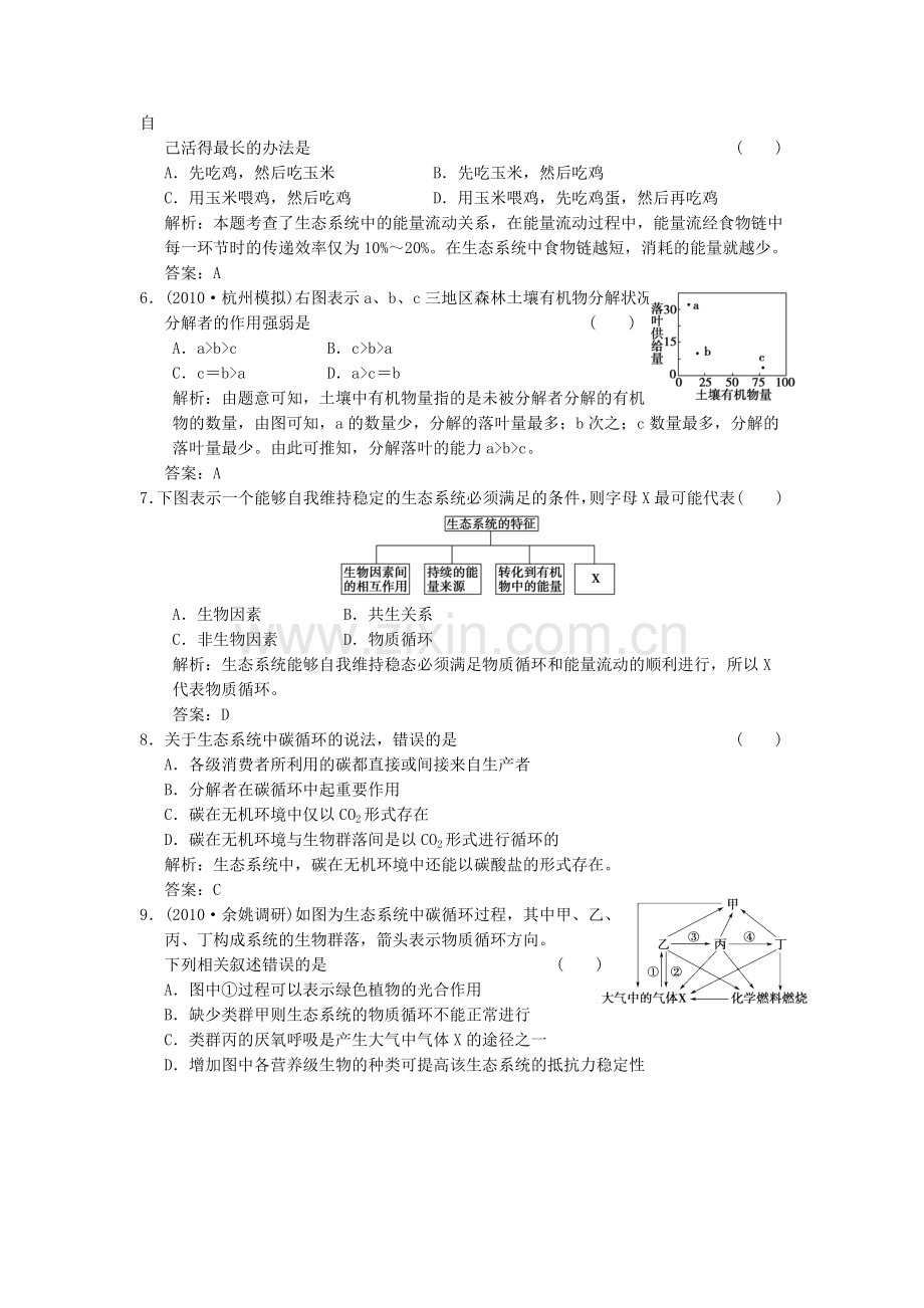 【创新设计】2011届高考生物一轮复习-第四单元学时31-生态系统的功能和稳态调节随堂演练-浙科版必修3.doc_第2页