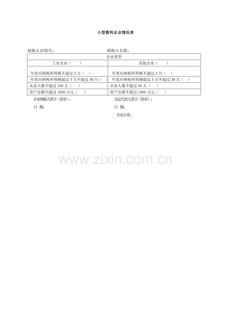 XXXX小型微利企业情况表.doc_第1页
