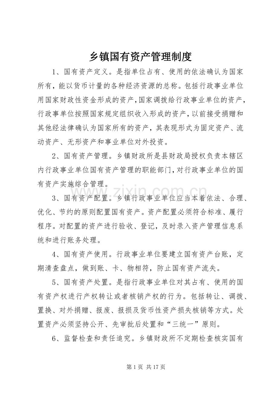 乡镇国有资产管理规章制度.docx_第1页