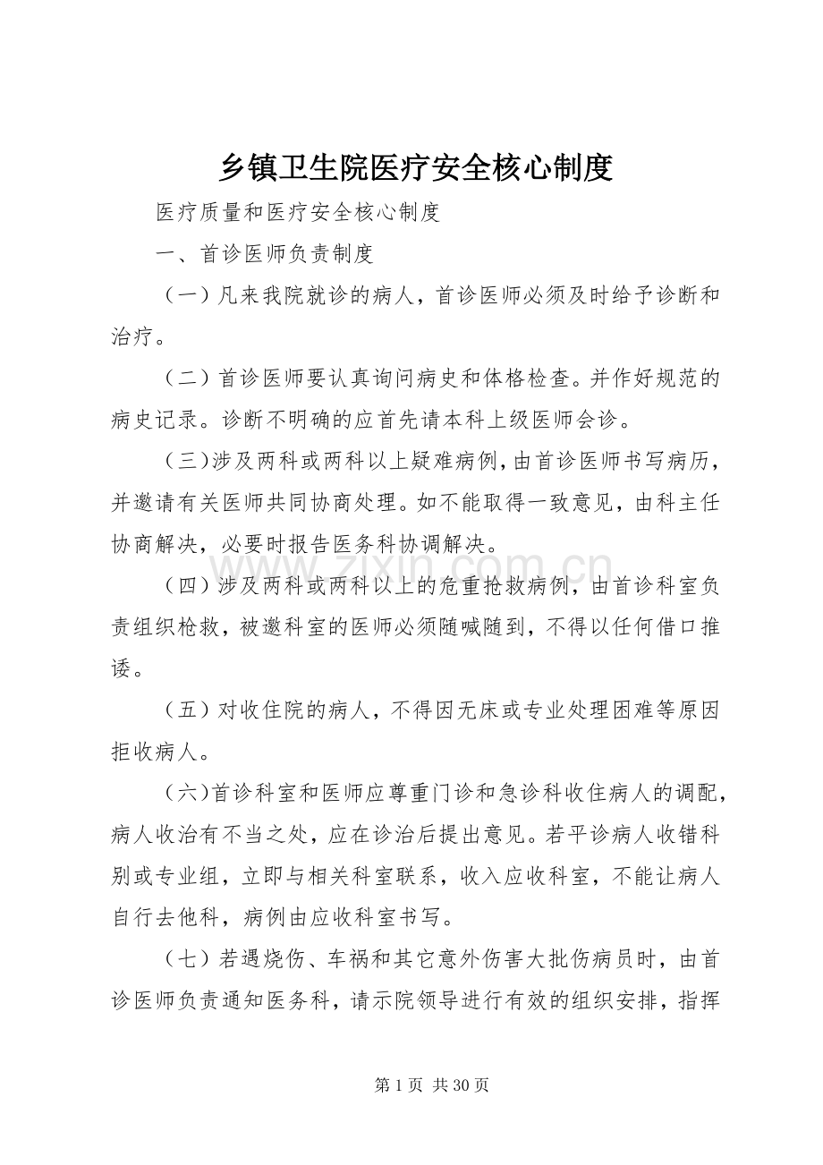 乡镇卫生院医疗安全核心规章制度.docx_第1页