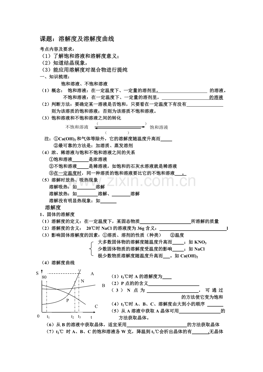 溶解度及溶解度曲线.doc_第1页