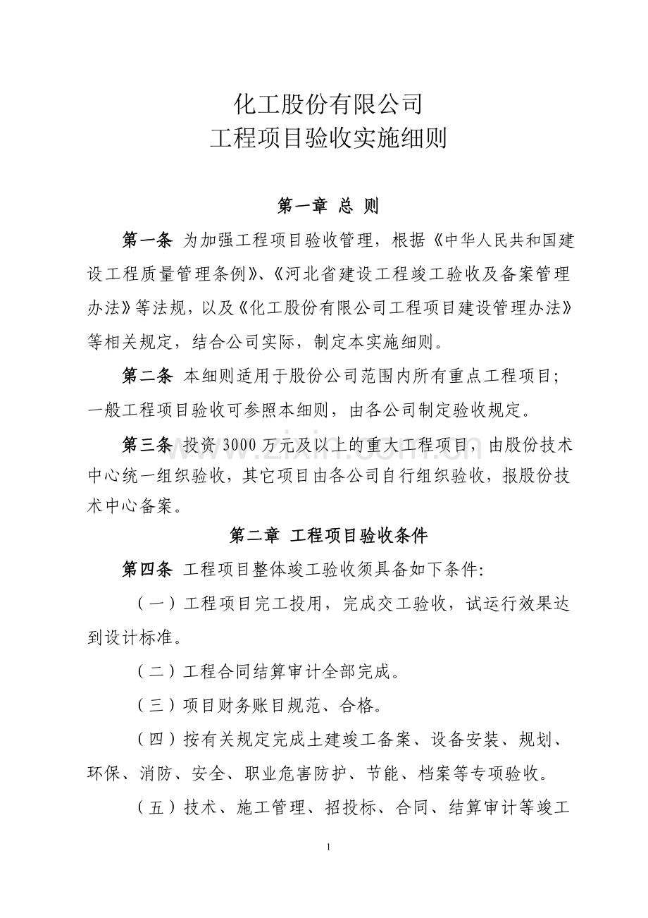 化工股份有限公司工程项目验收实施细则资料.doc_第1页