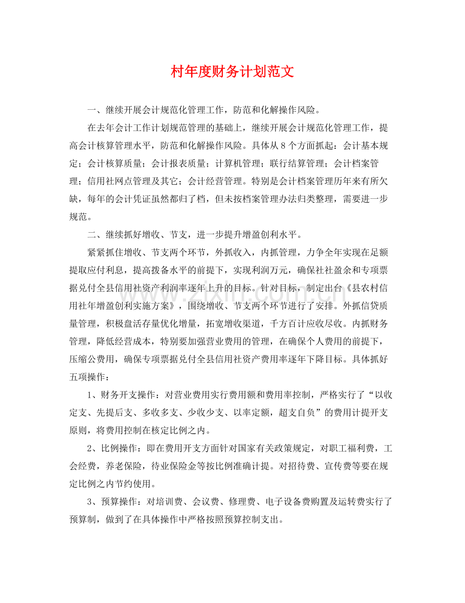 村年度财务计划范文 .docx_第1页