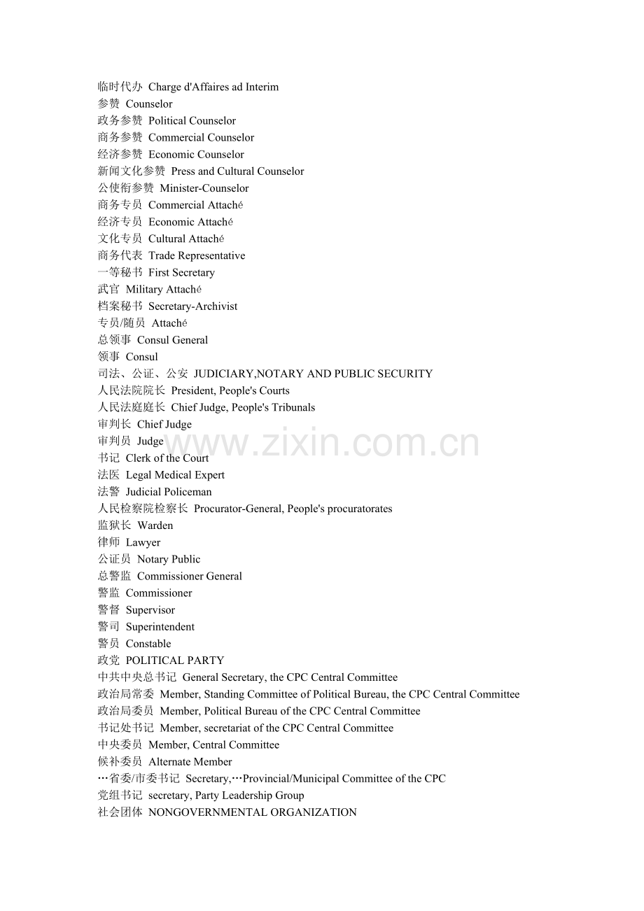 职称、机构、单位名称翻译.doc_第2页