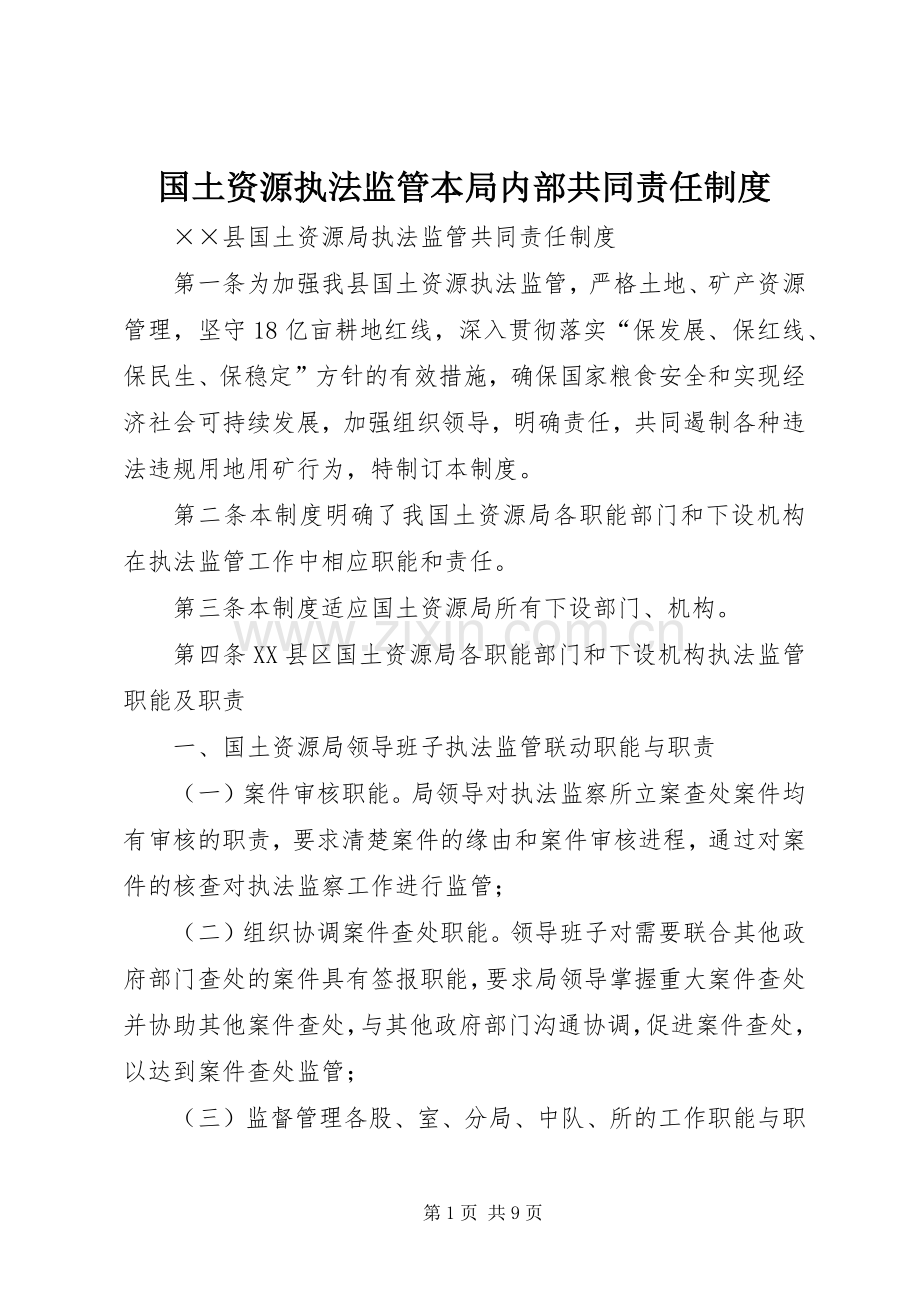 国土资源执法监管本局内部共同责任规章制度.docx_第1页