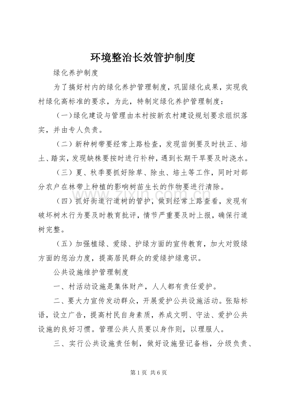 环境整治长效管护规章制度.docx_第1页