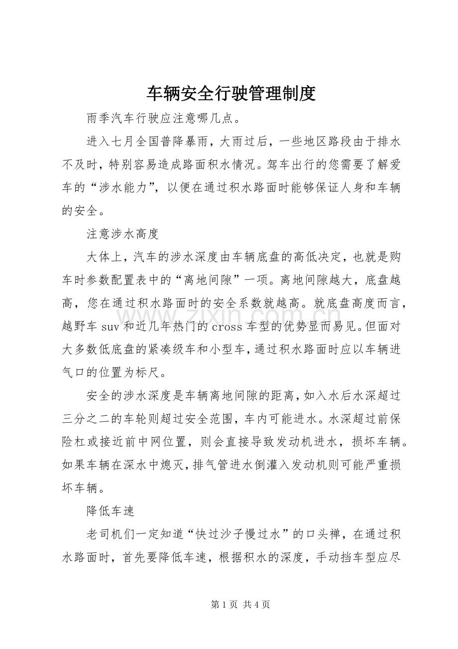 车辆安全行驶管理规章制度细则.docx_第1页