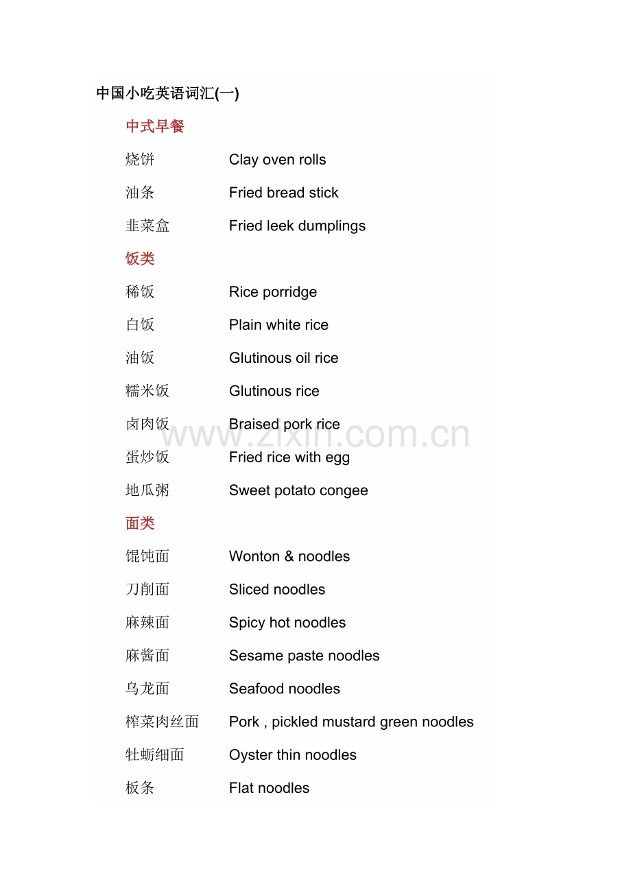 中国小吃英语词汇.doc_第1页