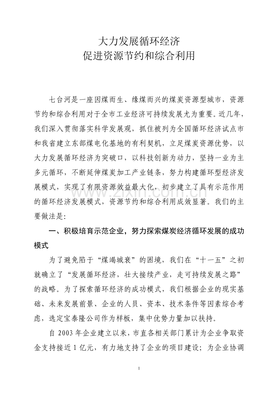 大力发展循环经济,促进资源节约与综合利用.doc_第1页