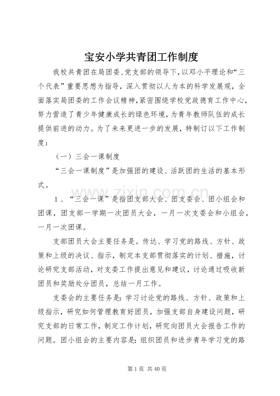 宝安小学共青团工作规章制度.docx_第1页