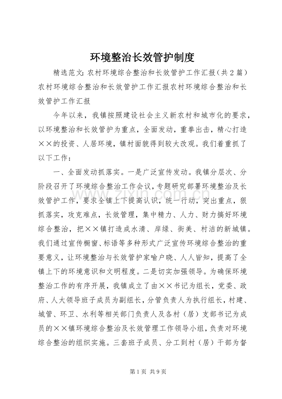 环境整治长效管护规章制度 .docx_第1页