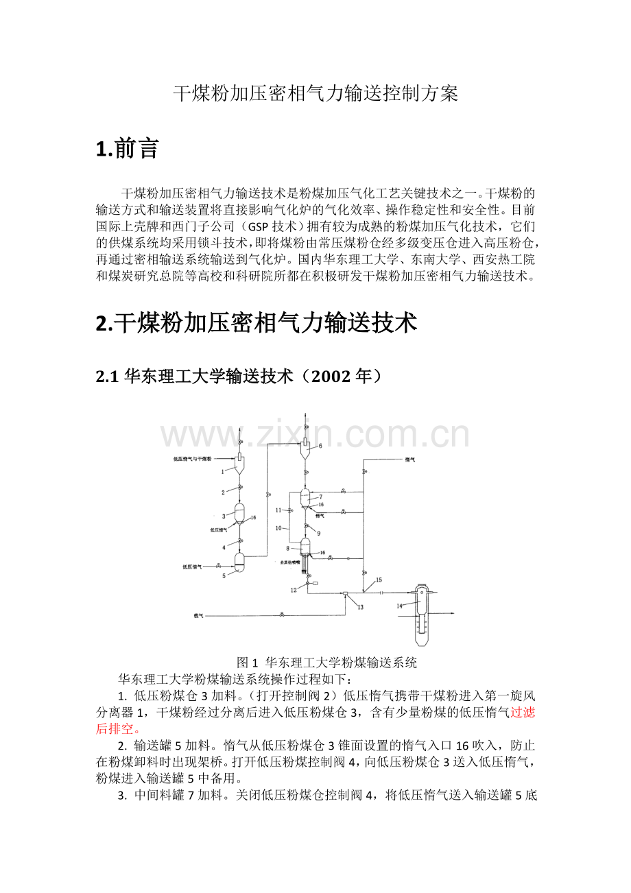 粉煤加压输送技术控制流程.doc_第1页