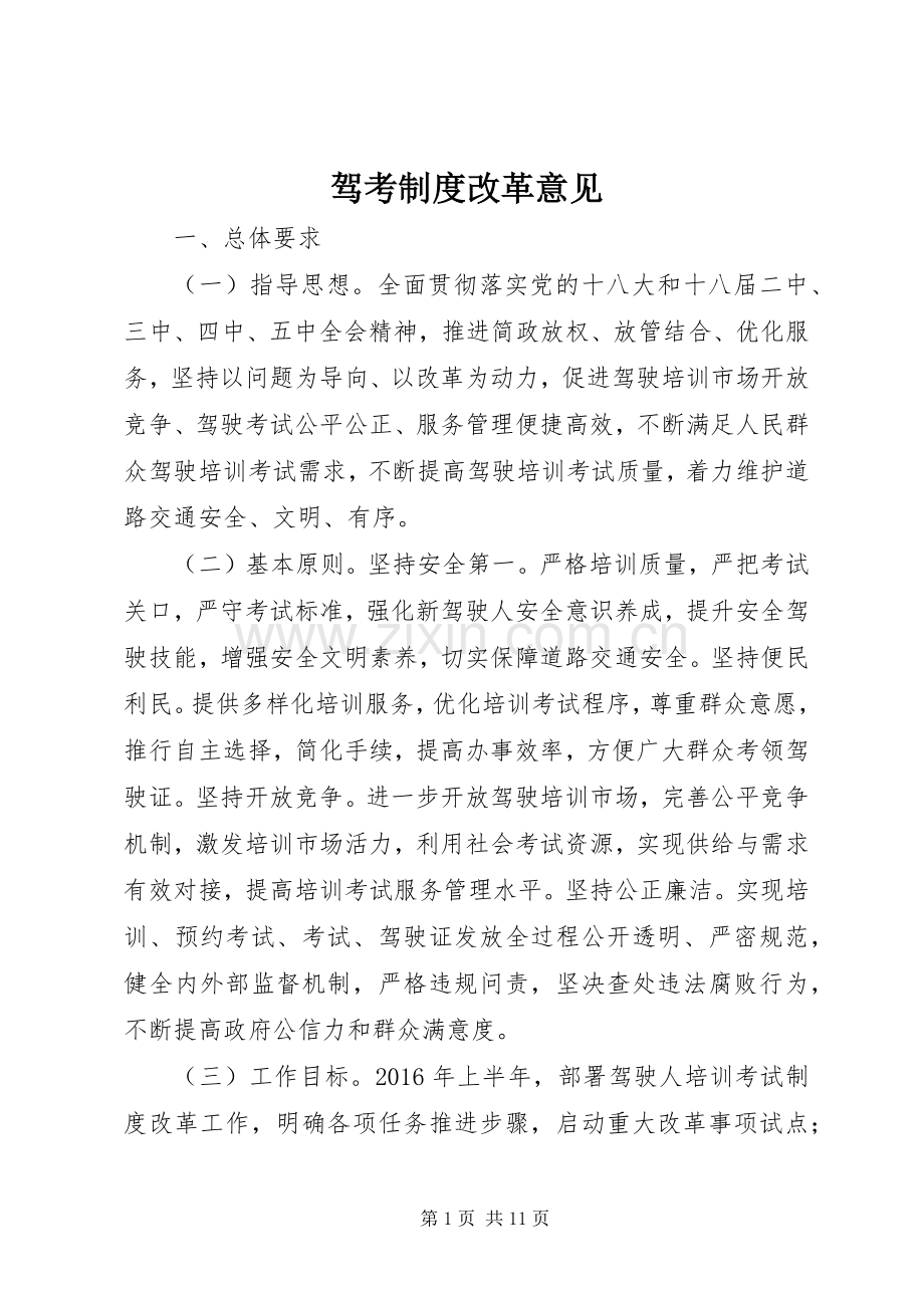 驾考规章制度改革意见 .docx_第1页
