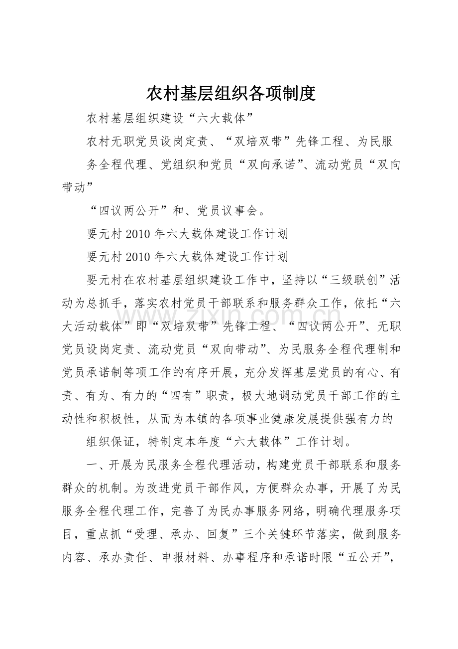 农村基层组织各项管理规章制度.docx_第1页