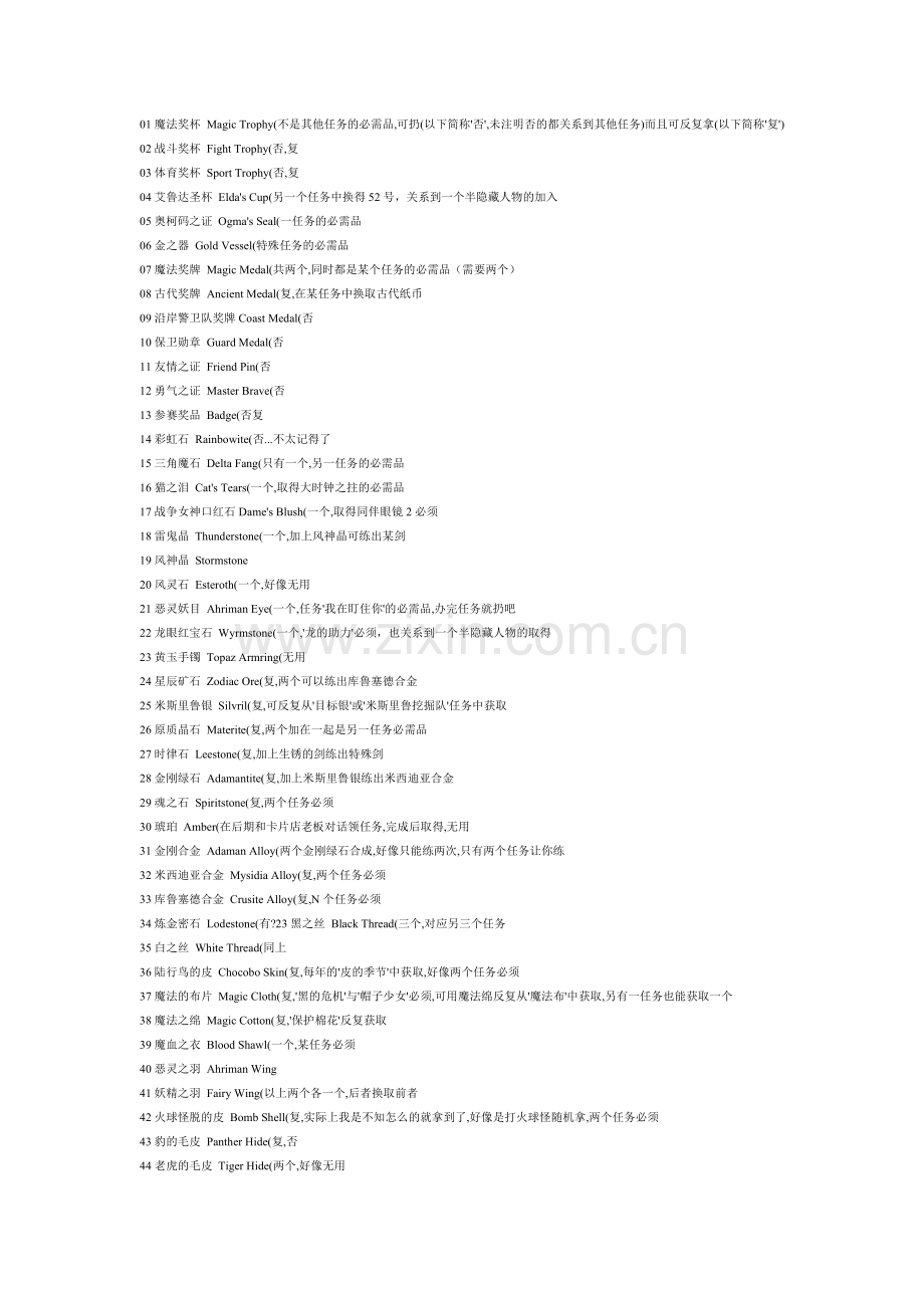 FFTA最终幻想战略版全任务道具一览.doc_第1页