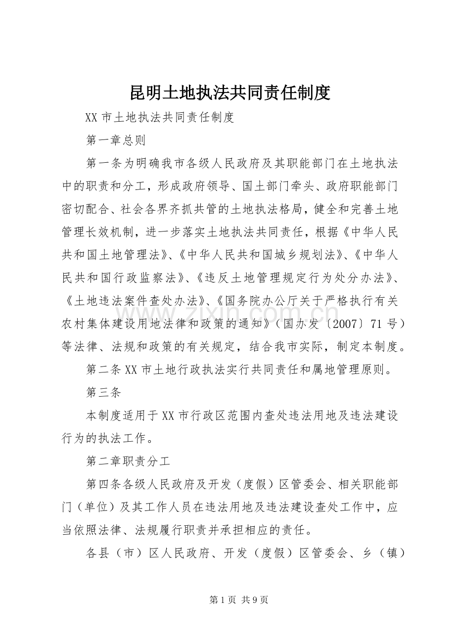 昆明土地执法共同责任规章制度.docx_第1页