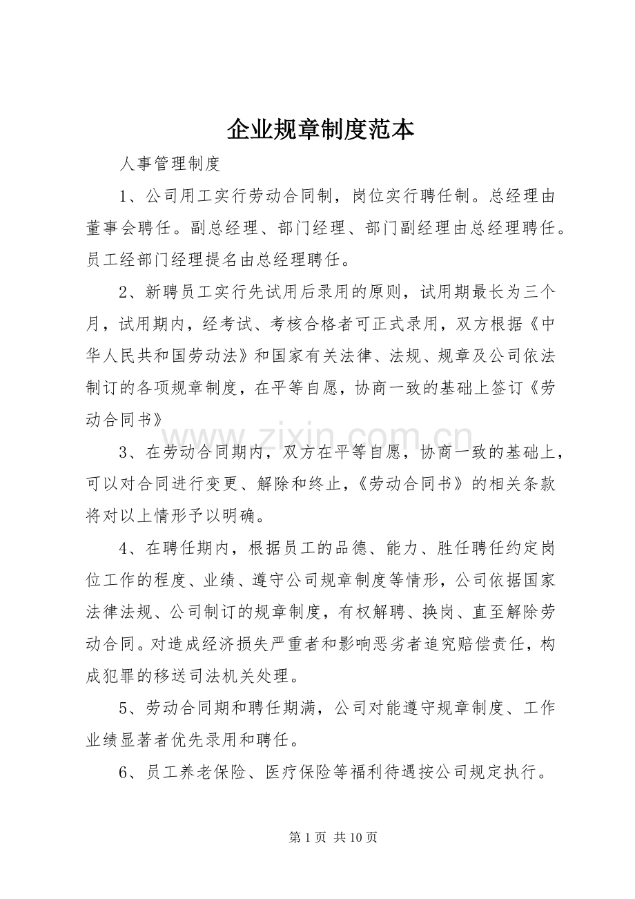 企业规章规章制度范本(2).docx_第1页