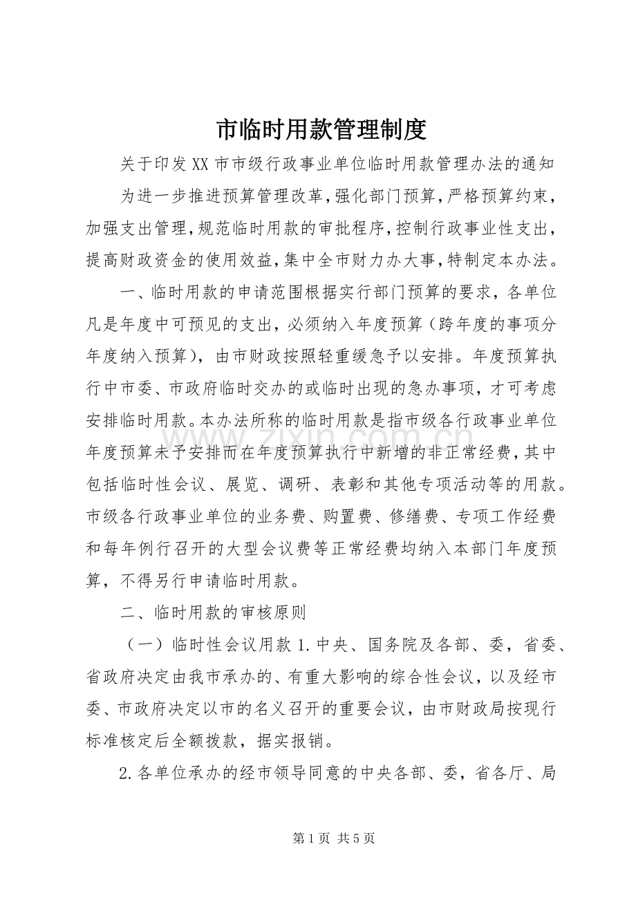 市临时用款管理规章制度.docx_第1页