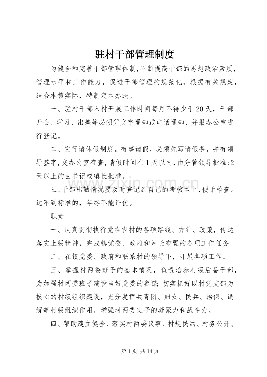 驻村干部管理规章制度.docx_第1页