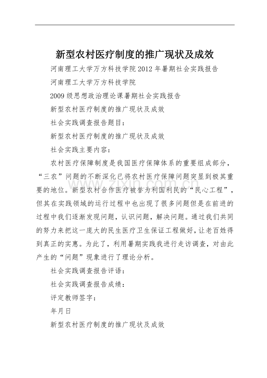 新型农村医疗规章制度细则的推广现状及成效.docx_第1页