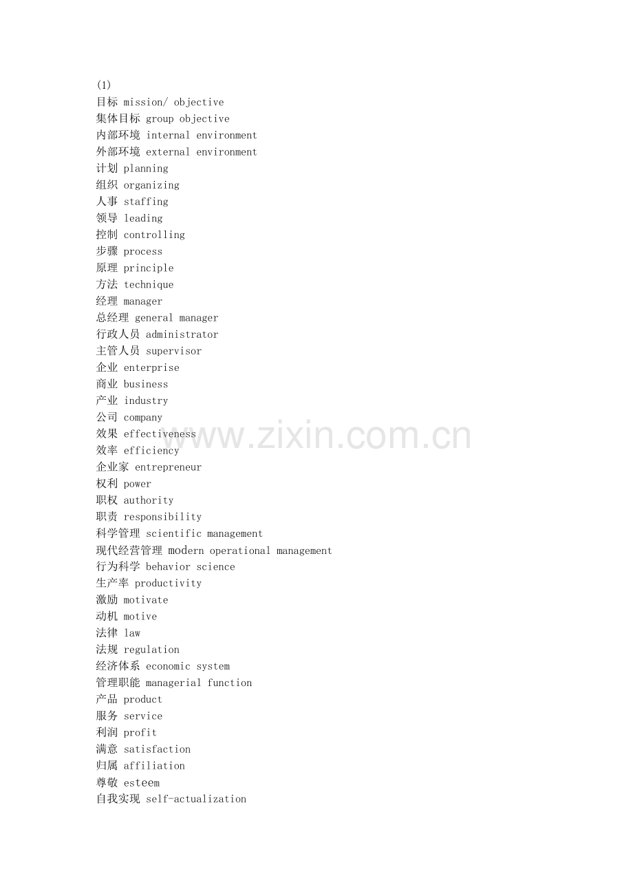 管理学专业词汇.doc_第1页