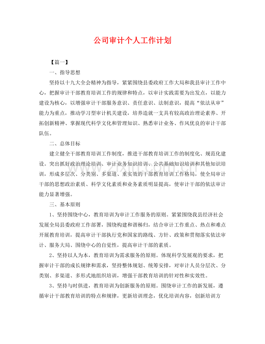 公司审计个人工作计划 .docx_第1页