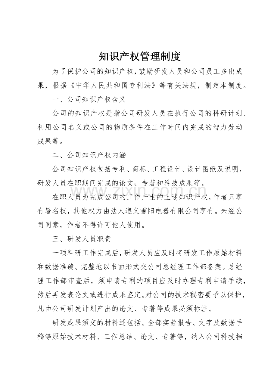 知识产权管理规章制度细则.docx_第1页