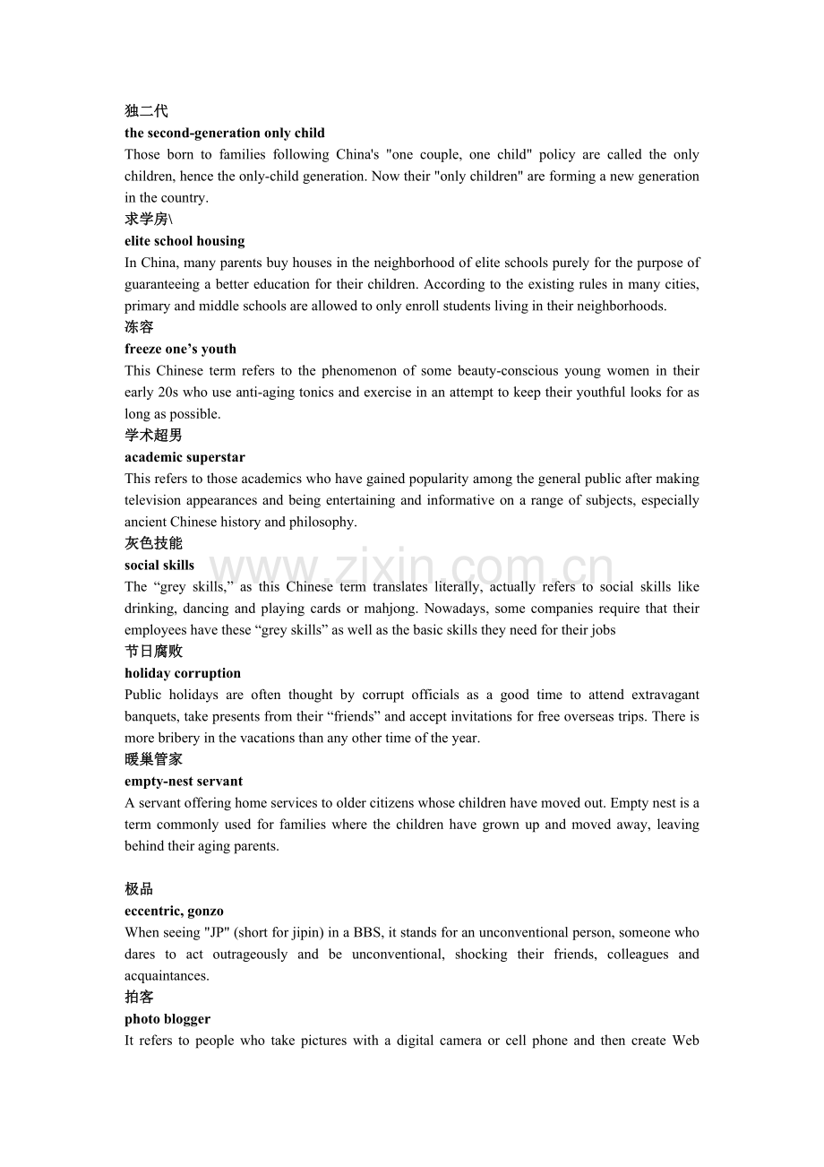 汉语流行语翻译.doc_第1页