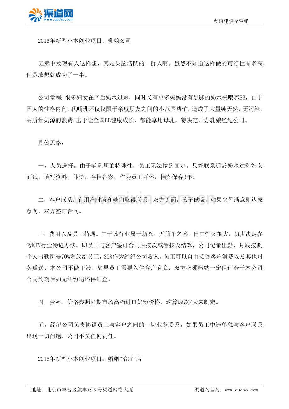 渠道网2016年有哪些新型的小本创业项目 绝对罕见.docx_第2页