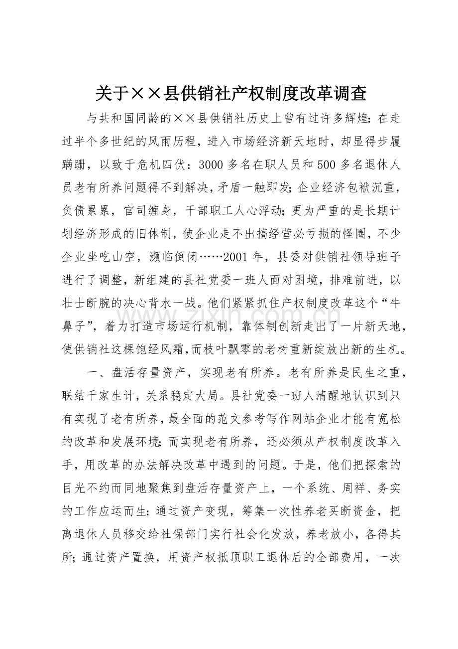 关于县供销社产权规章制度细则改革调查.docx_第1页