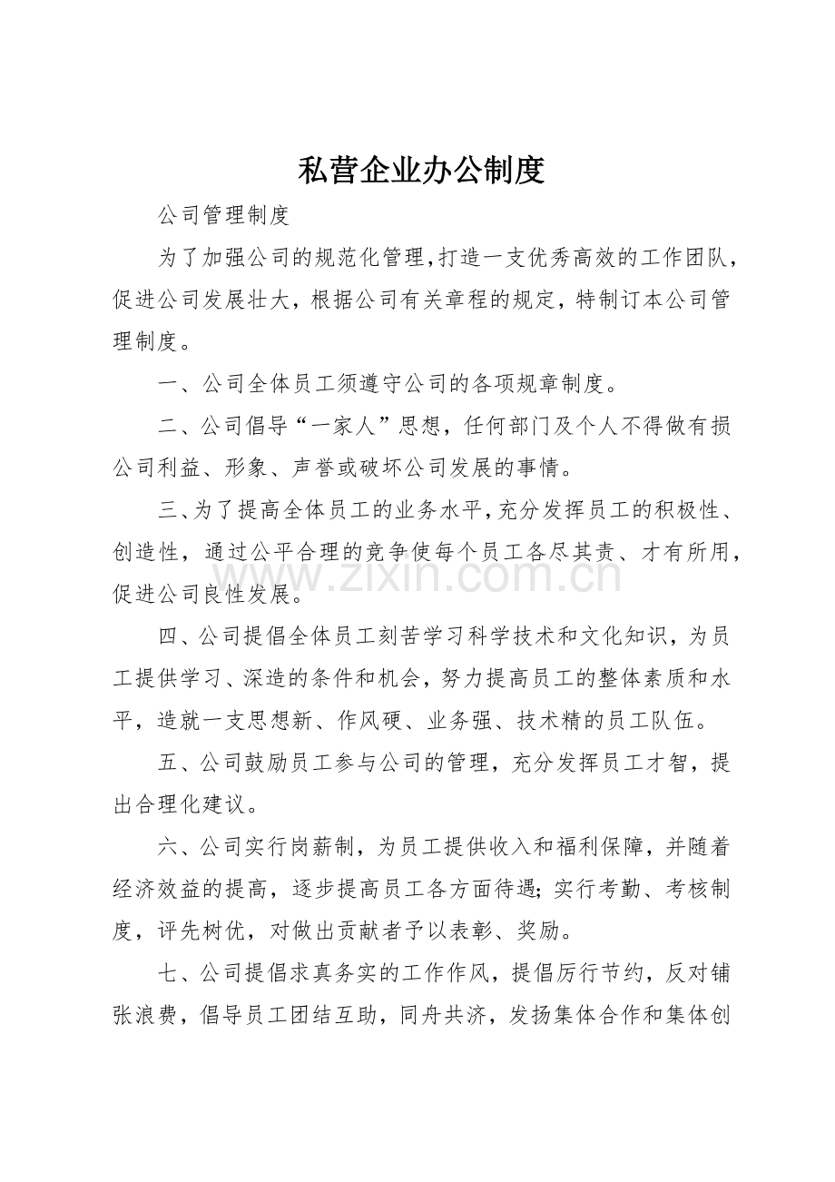 私营企业办公规章制度 .docx_第1页