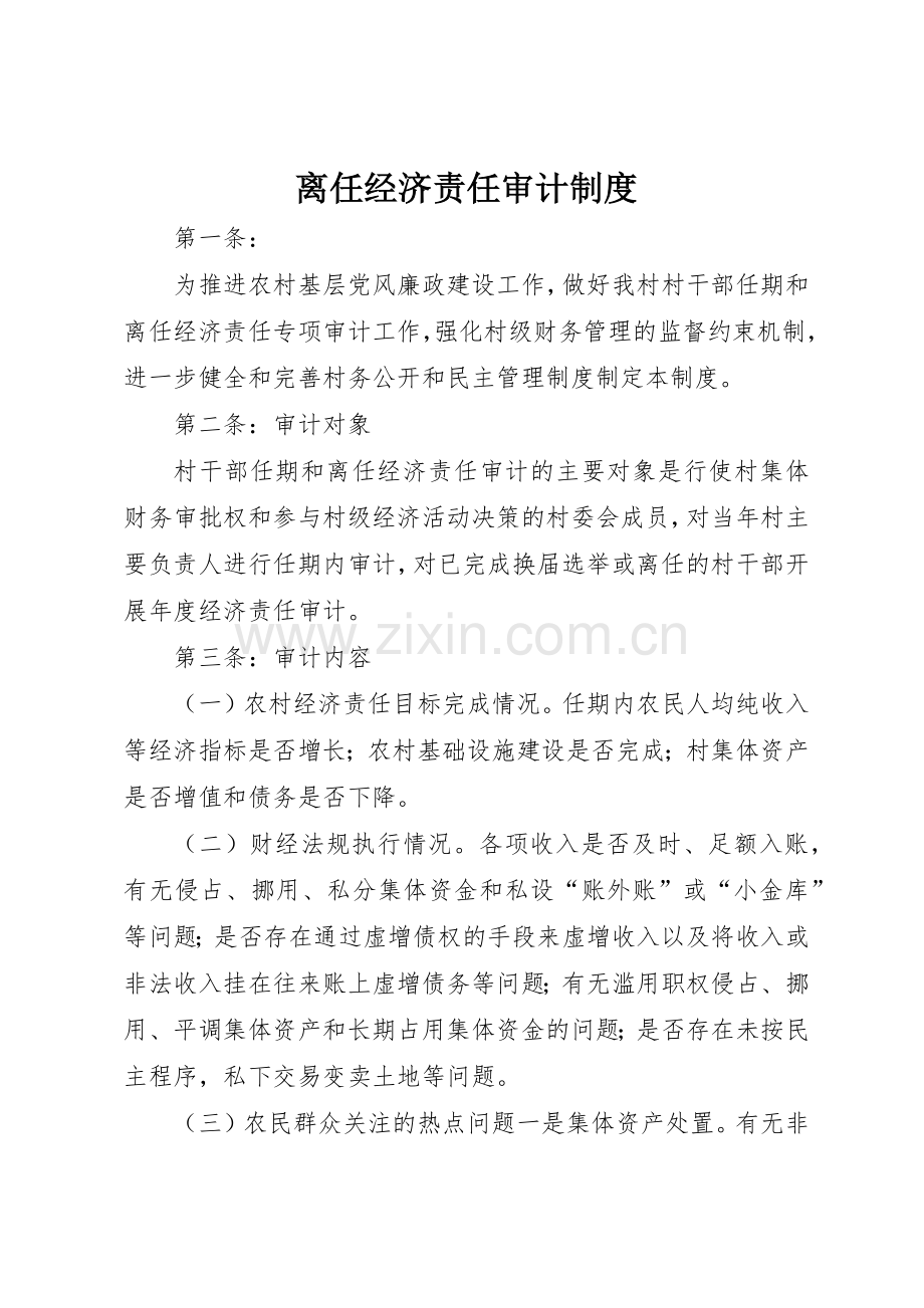 离任经济责任审计规章制度细则.docx_第1页